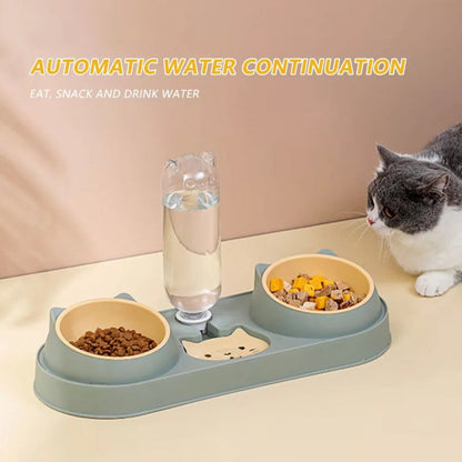 Double Dog and Cat Bowls with Water Dispenser