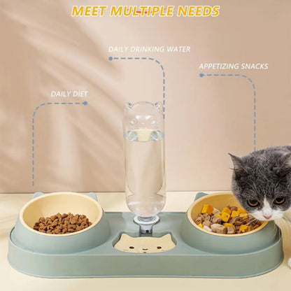 Double Dog and Cat Bowls with Water Dispenser