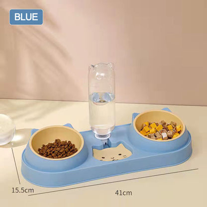 Double Dog and Cat Bowls with Water Dispenser